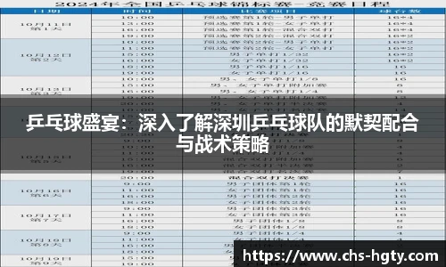 乒乓球盛宴：深入了解深圳乒乓球队的默契配合与战术策略